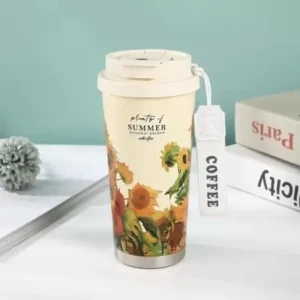 Premium travel coffee mug-(530 ml Sunflower)