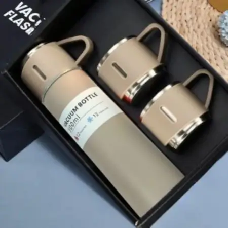 Vacuum flask and 2 cups set (500 ml Warm Beige )