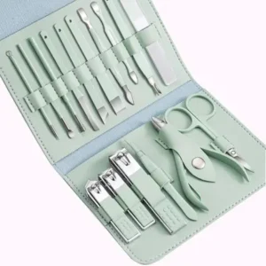 16-piece set manicure & pedicure kitt (green)